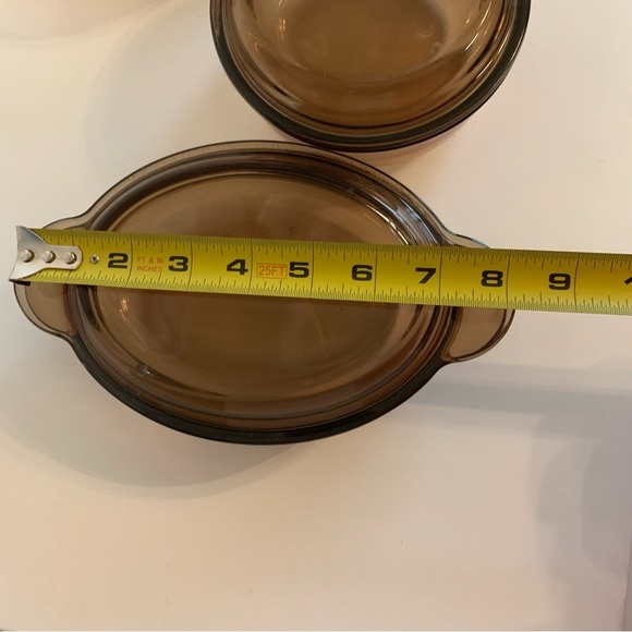Vintage Pyrex Vision Corning Ware Glassware Pan Grab Heat-N-Eat Amber Set + Lids - Picture 9 of 14